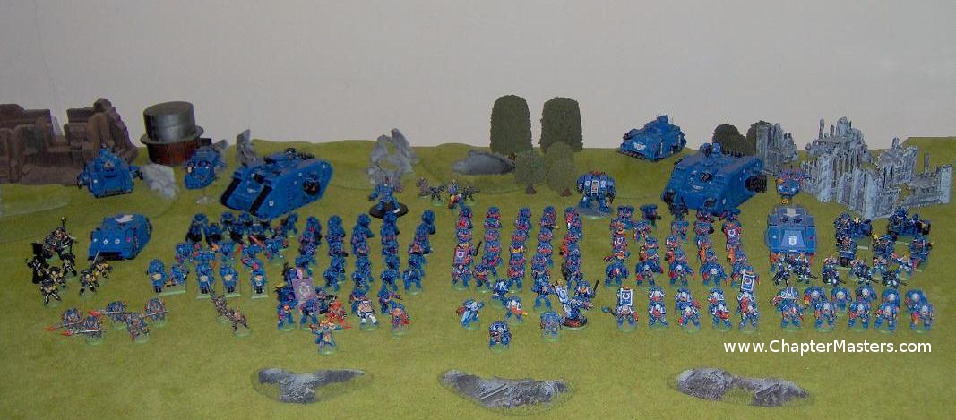 Ultramarines Thrid Company, Large Ultramarine army, Apocalypse, 2nd edition ultramarine Army, Rouge trader, Space Marines